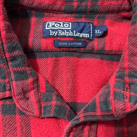 Vintage Polo Ralph Lauren Men's Red and Black Button Up Double Pocket - Picture 3 of 5